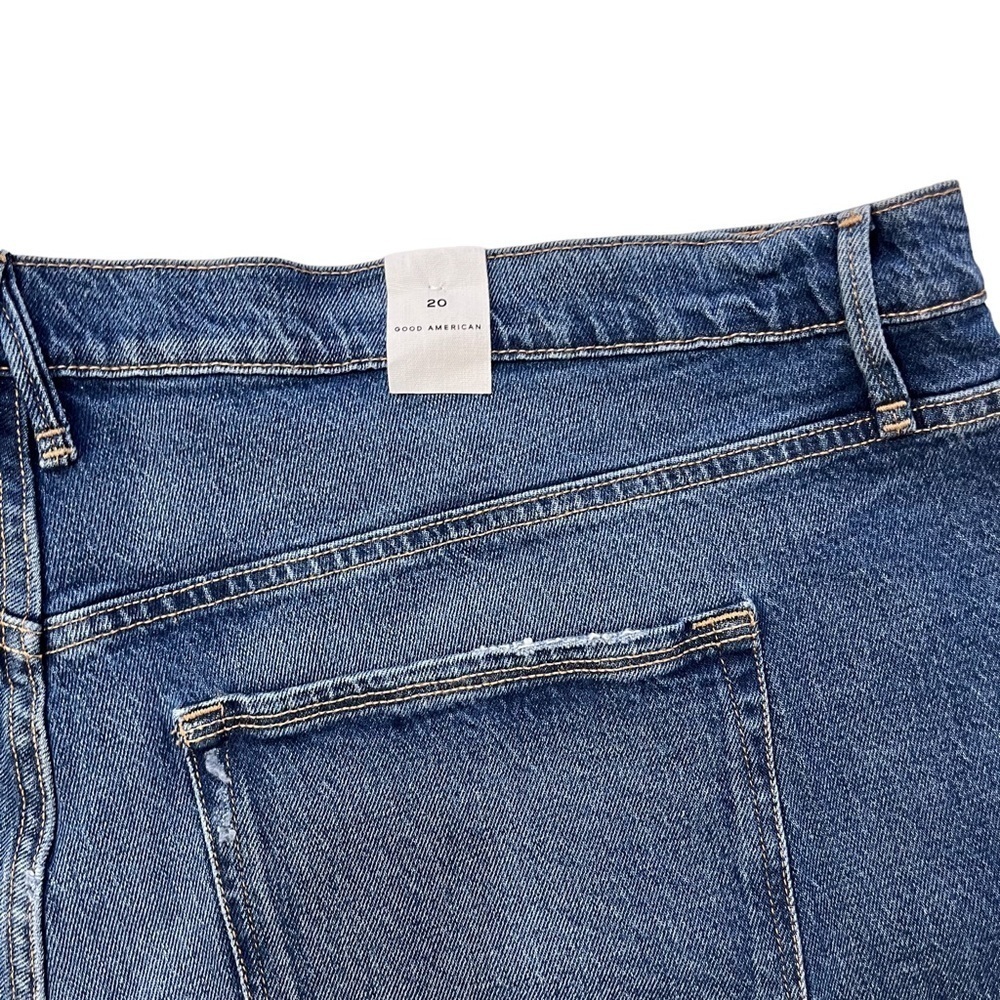 Good American Good 90’s Denim Cut Off Shorts Size 20 High Waisted Raw Hem - Picture 10 of 12